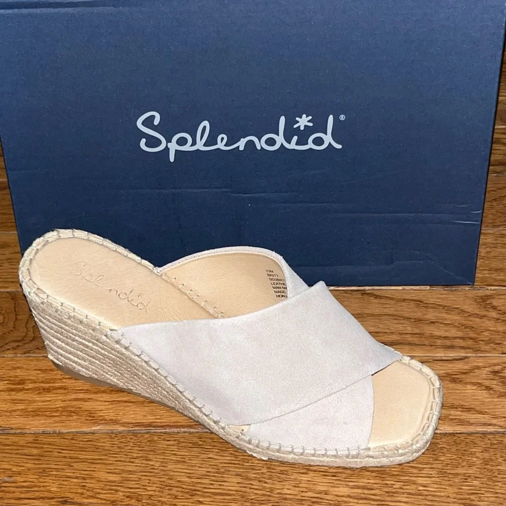 Splendid Britt Espadrilles Platform Wedge Slide Sandals Linen Color Women’s 10